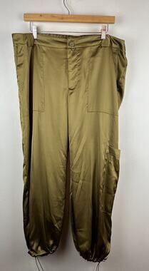 Old Navy Green Uiltility Moss High-Waisted Satin Cargo Jogger Pants Sz XL Chic